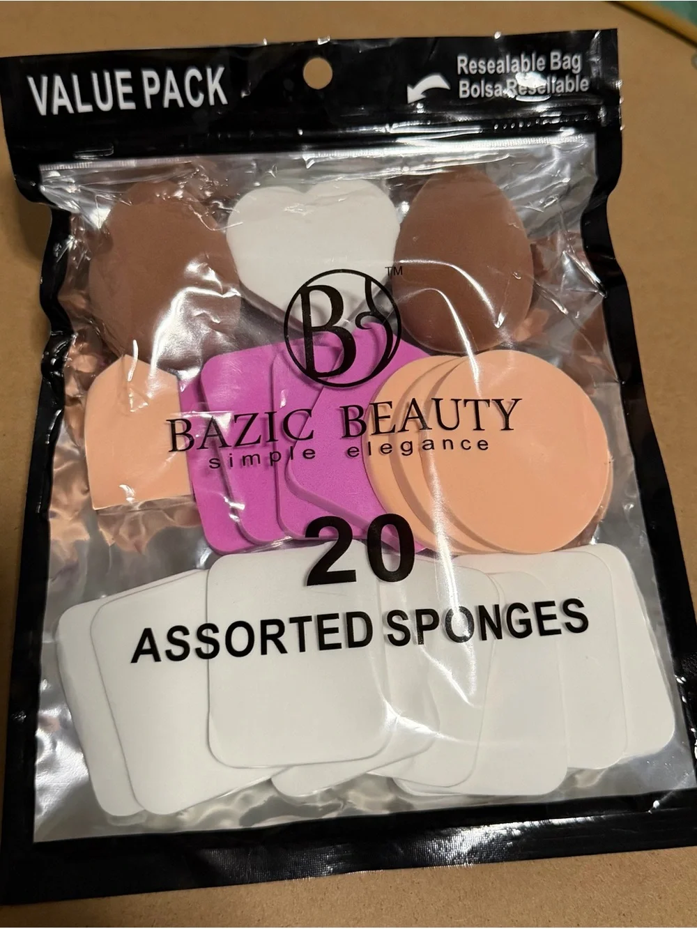 Bazic Beauty 20 count assorted makeup sponges value pack